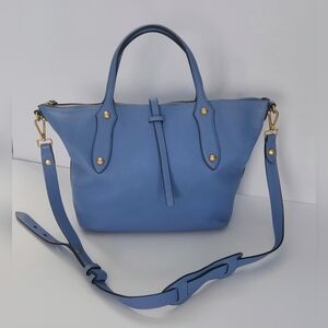 Annabel Ingall Elegant Blue Leather Tote Bag. New.